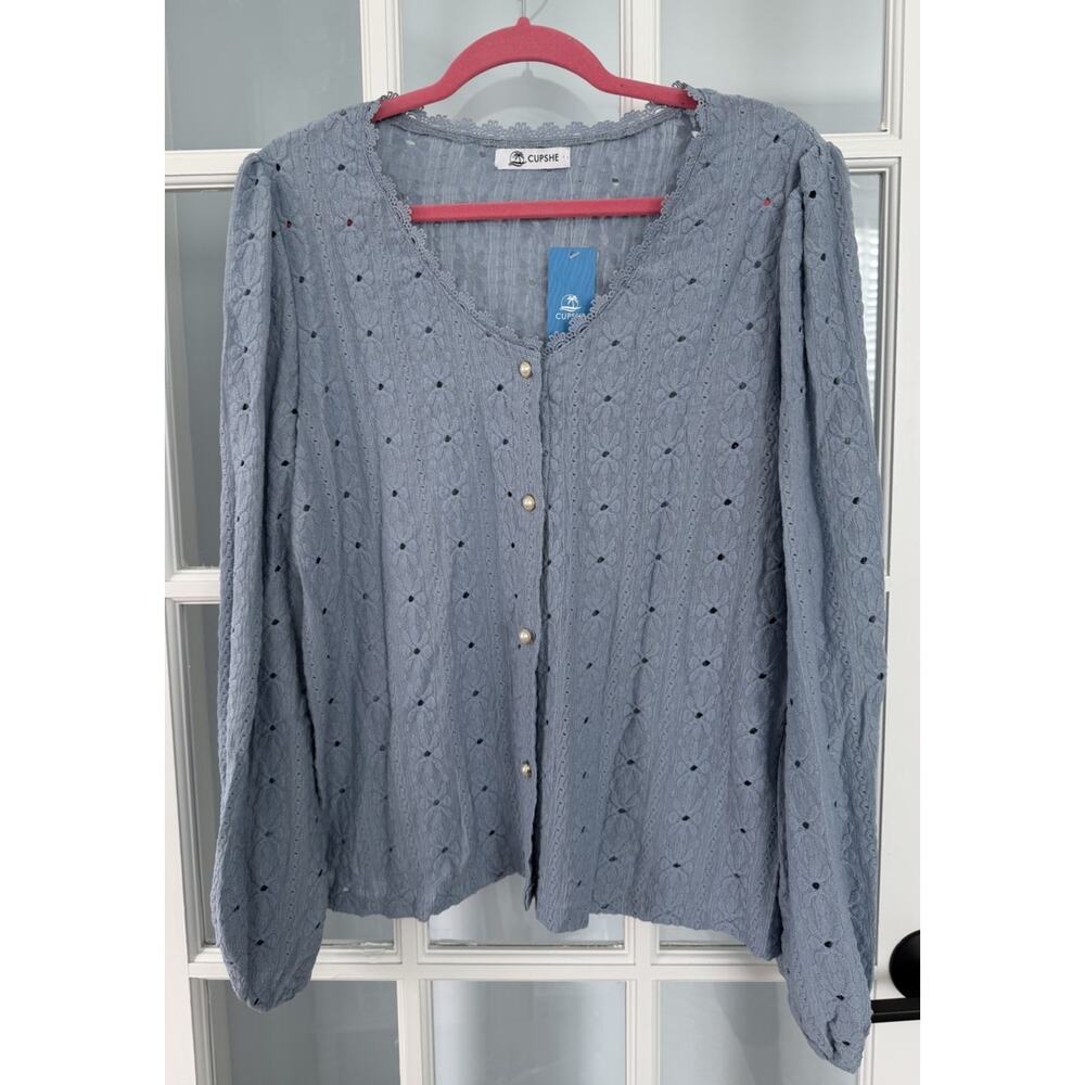 Cupshe Women's Floral Blouse Top Size Large, NWT